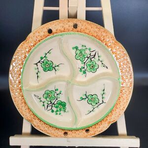 Hotta Yu Shoten Hand Painted Divided Relish Dish 8" Vintage Japan